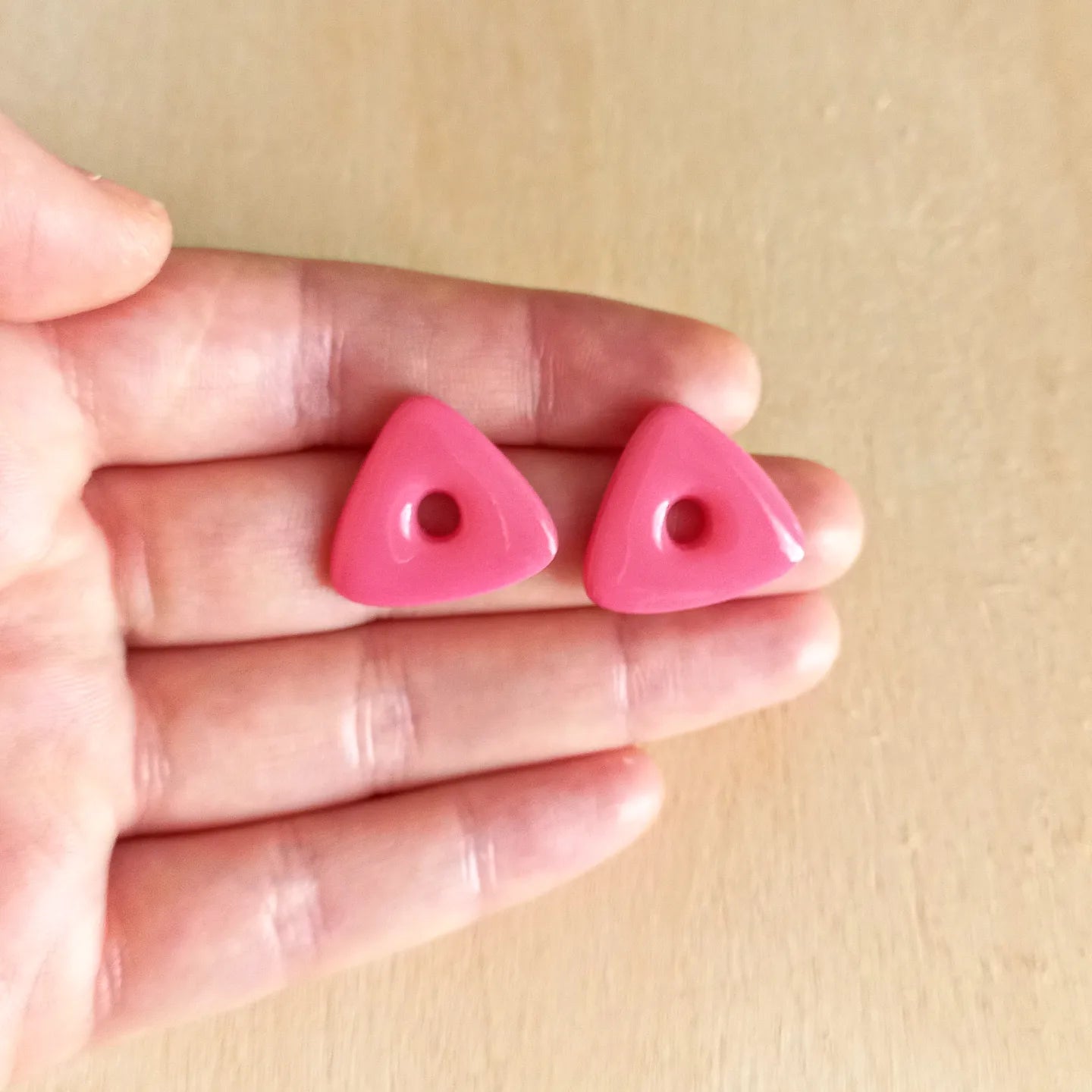 Pink Triangle Stud Earrings