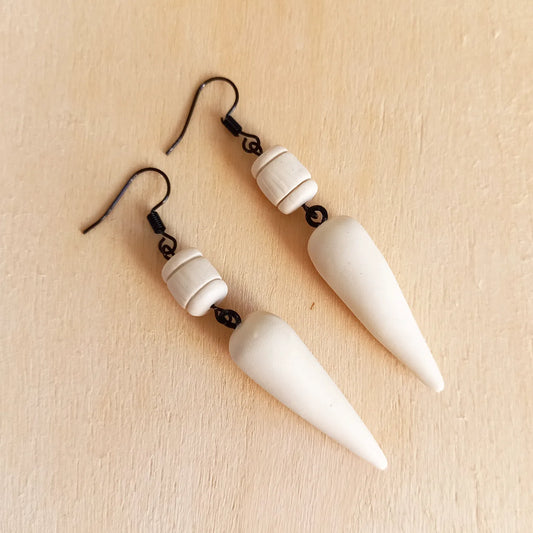 Faux Bone Bead Dangle Earrings