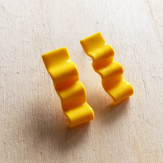 Yellow Squiggle Strip Earrings