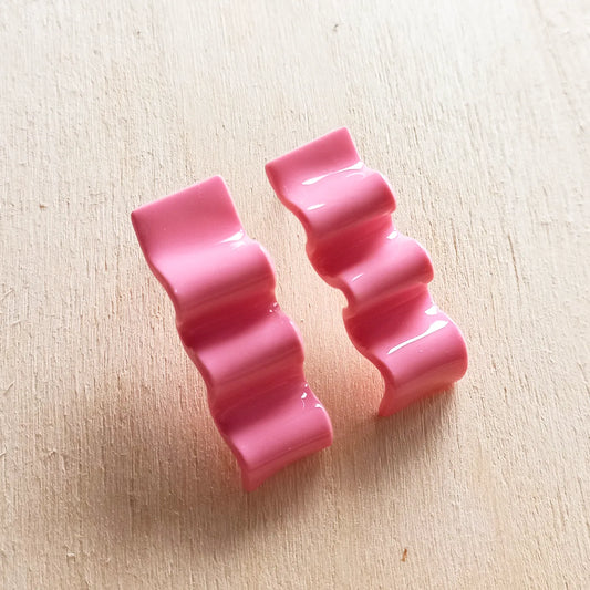 Pink Squiggle Strip Earrings