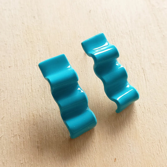 Blue Squiggle Strip Earrings