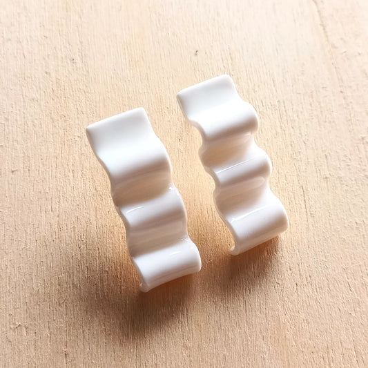 White Squiggle Strip Earrings