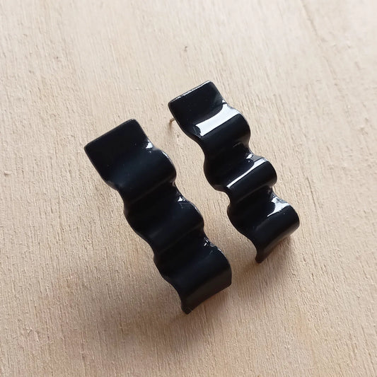 Black Squiggle Strip Earrings