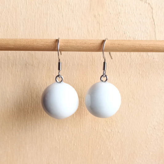 White Ball Earrings