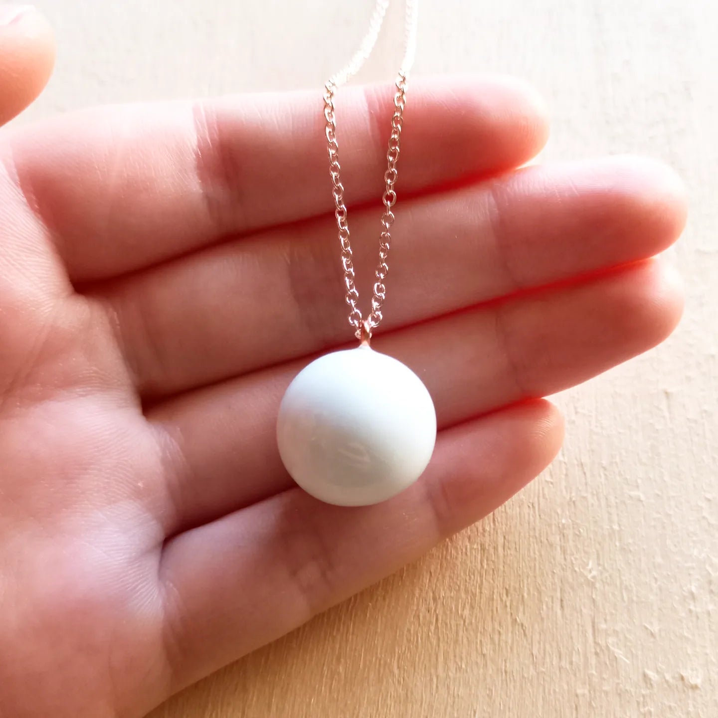 White Ball Rose Gold Necklace