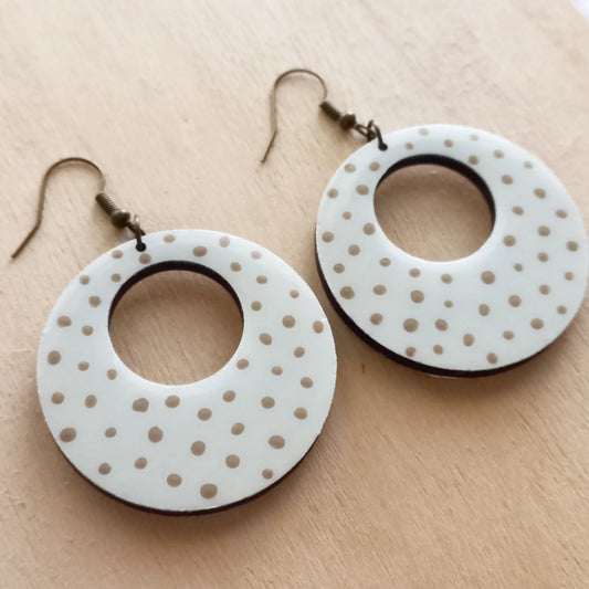 80's Polka Dots Wood Earrings