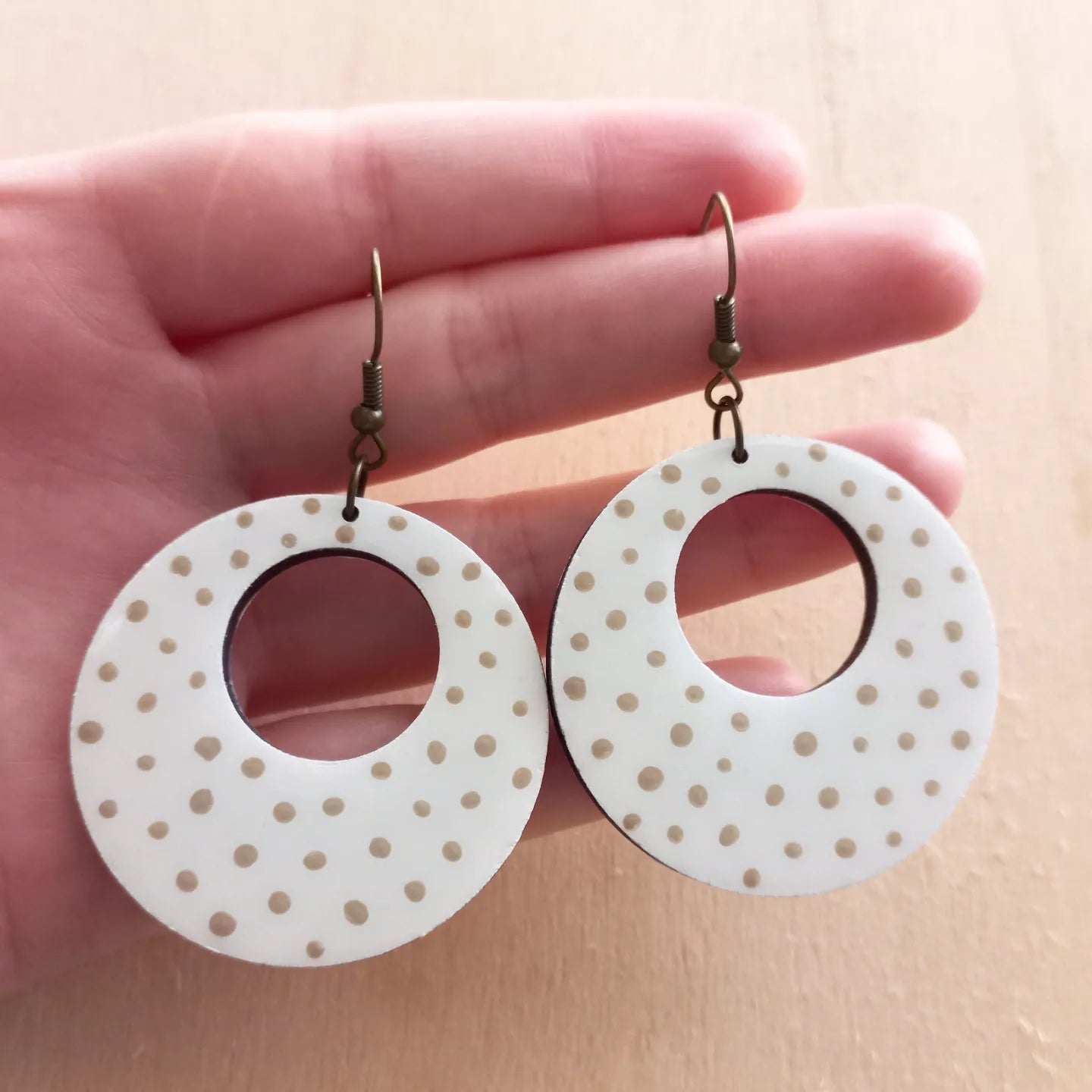 80's Polka Dots Wood Earrings