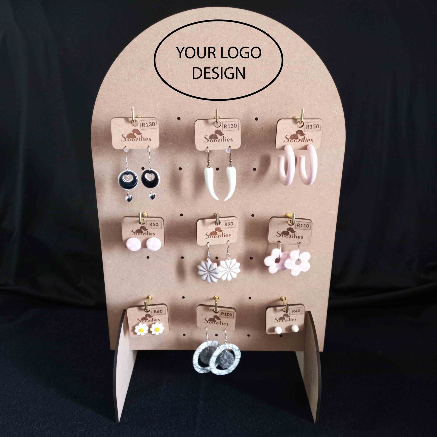 Arch Hanging Display Stand Peg Board with a Logo