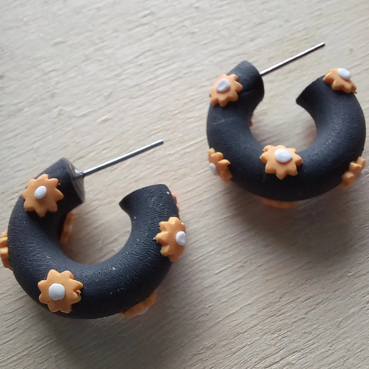 Charcoal with Yellow Flowers Hoops