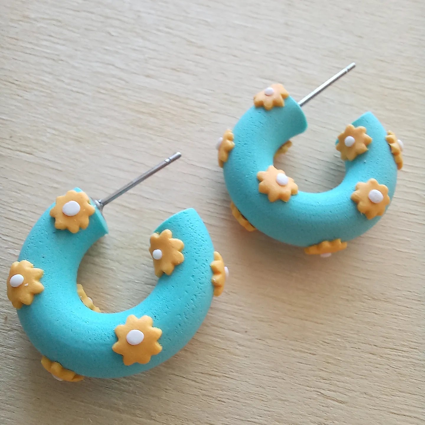 Blue with Yellow Flowers Hoops