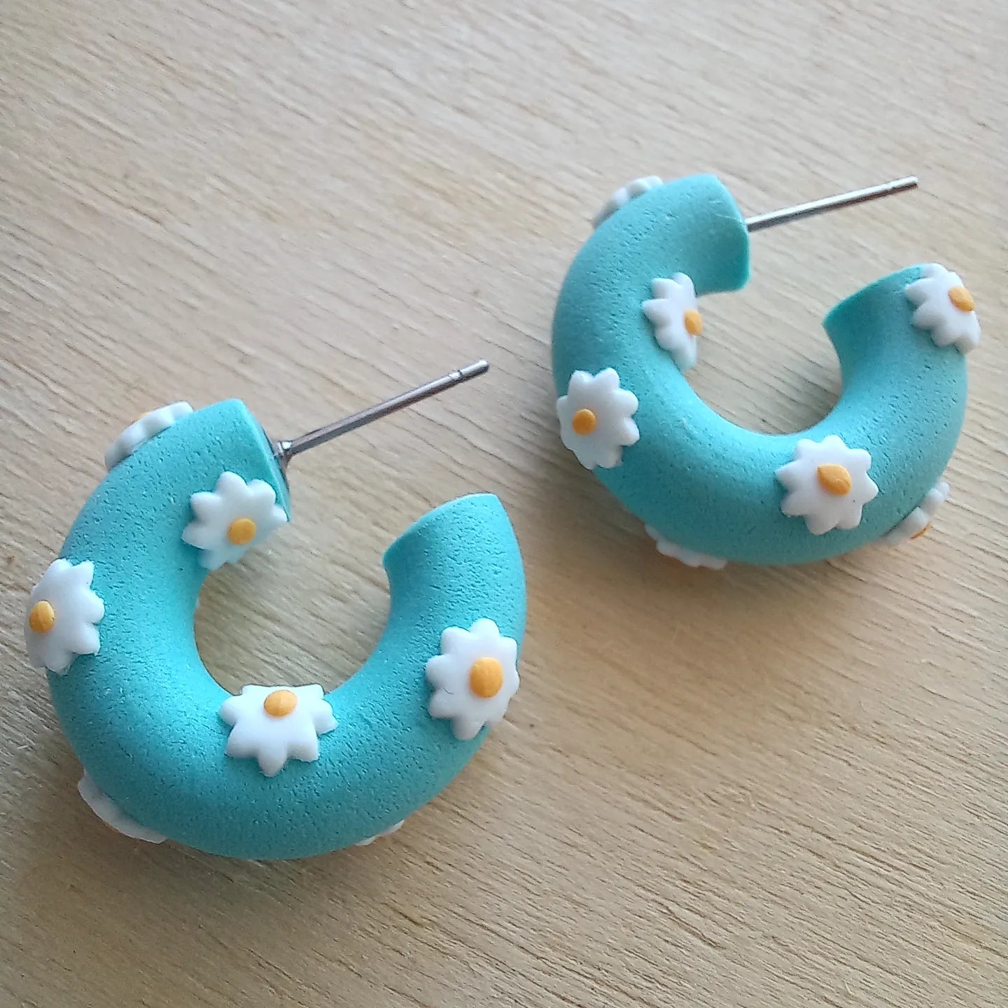 Blue with White Flowers Hoops