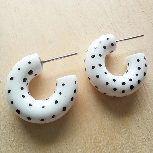 White Polka Dots Glazed Hoops