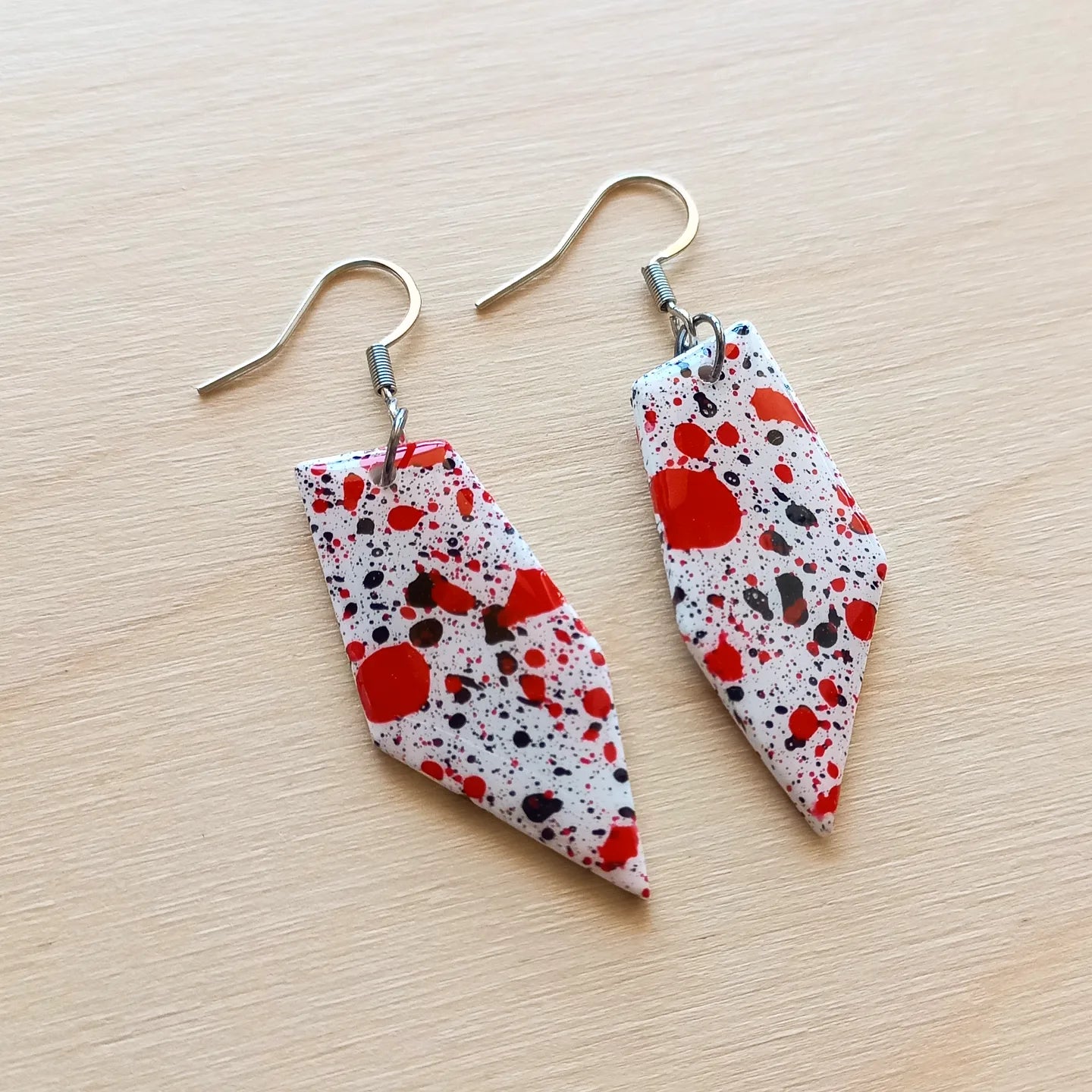 Red Splatter Crystal Earrings