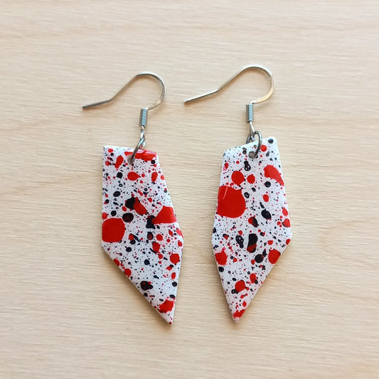 Red Splatter Crystal Earrings