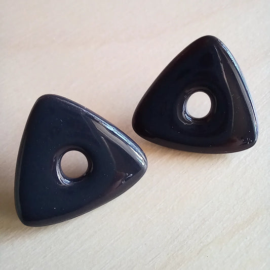 Black Triangle Stud Earrings