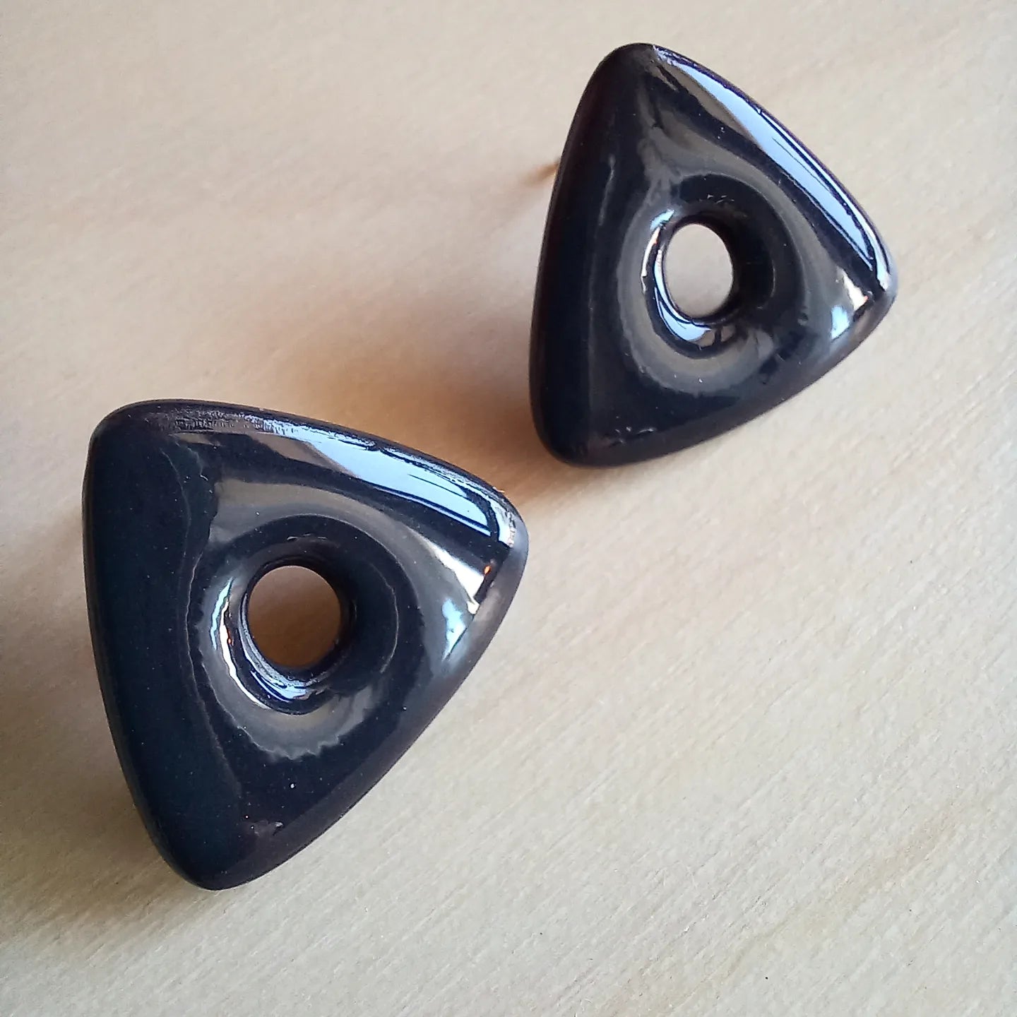 Black Triangle Stud Earrings