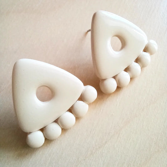 Ivory Triangle Stud Earrings